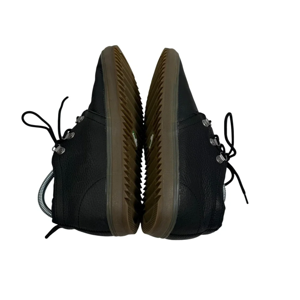 Sanuk Mens 1015883 Black Pebbled Leather Chukka‎ Boots Plaid Lined Size 9